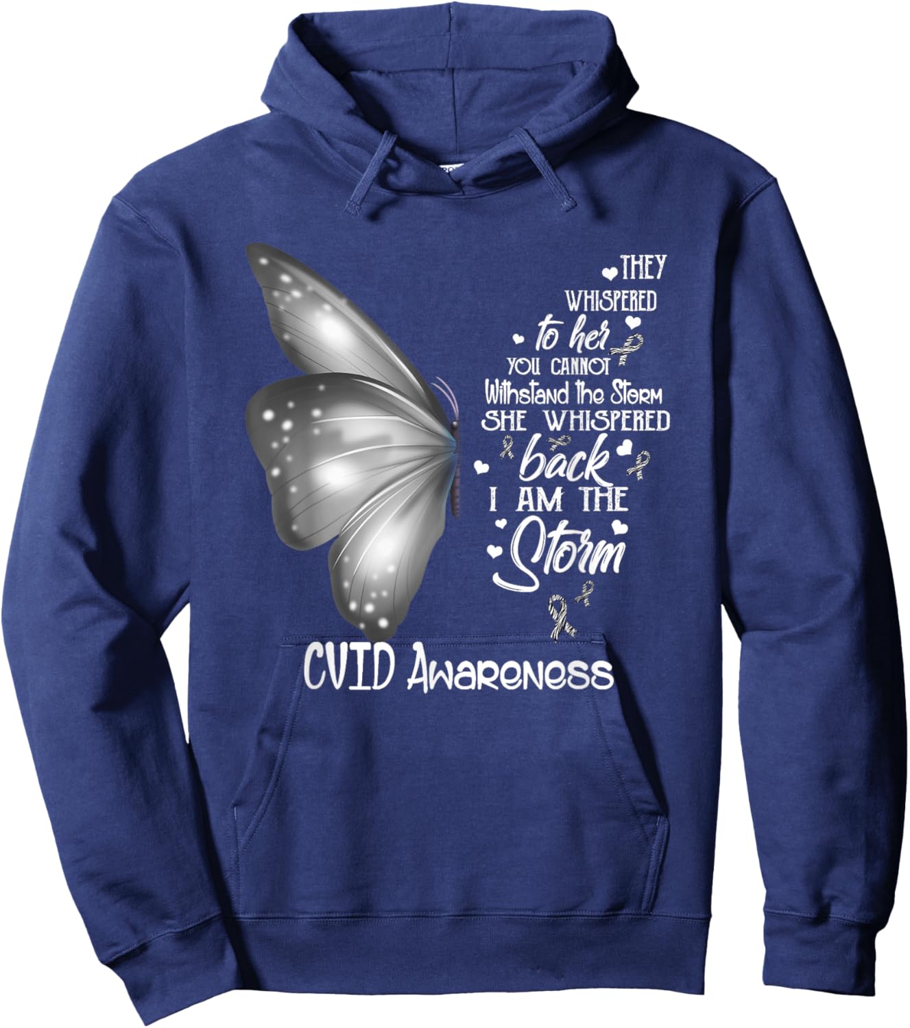 I am the storm CVID Awareness Butterfly Hoodie - Hoodie | Navy
