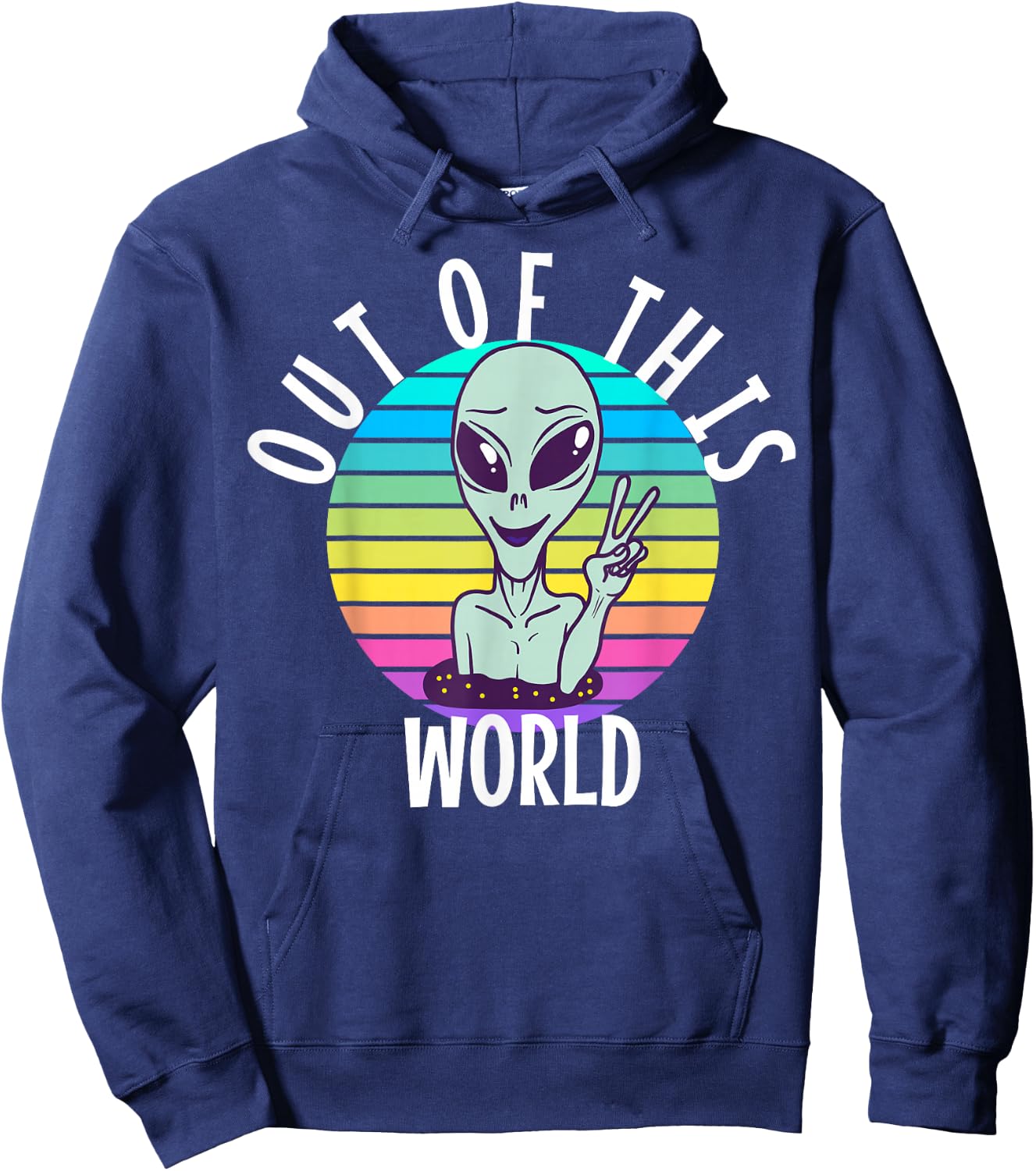 Funny Alien and UFO Space Apparel Out of This World - -Adults, -Kids - Black - Short Sleeve - Alien-Themed - Cotton, Polyester - Small Hoodie - Hoodie | Navy