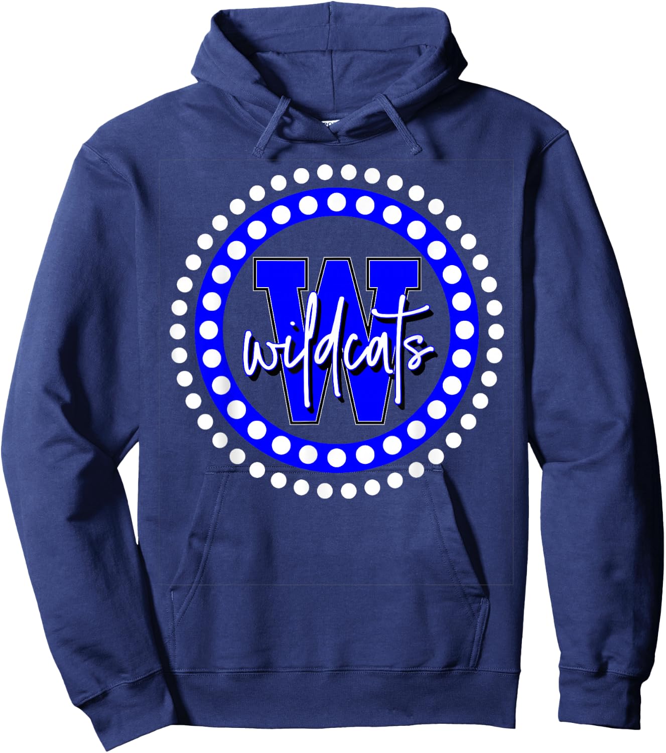 Wildcats Spirit Circle Blue White Hoodie - Hoodie | Navy