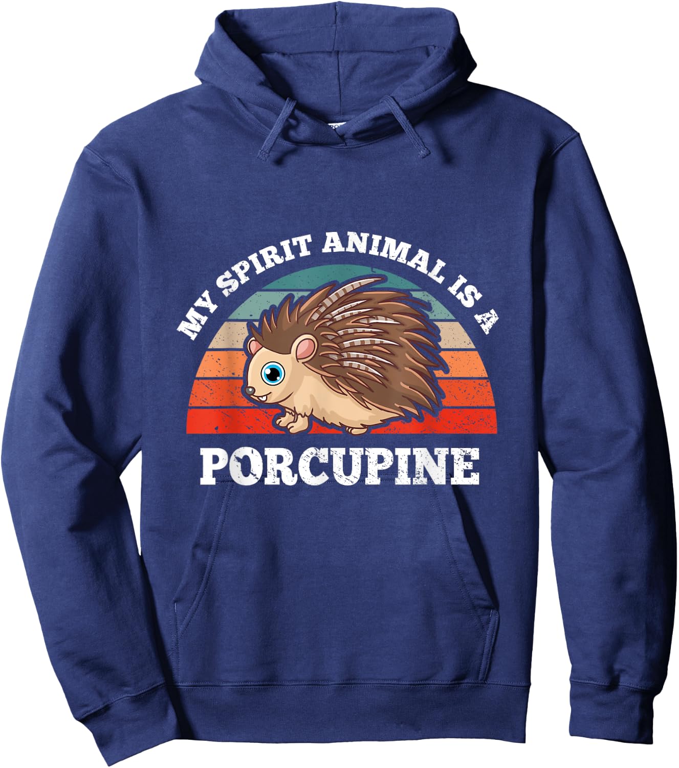 Retro Vintage My Spirit Animal Is A Porcupine Hoodie - Hoodie | Navy