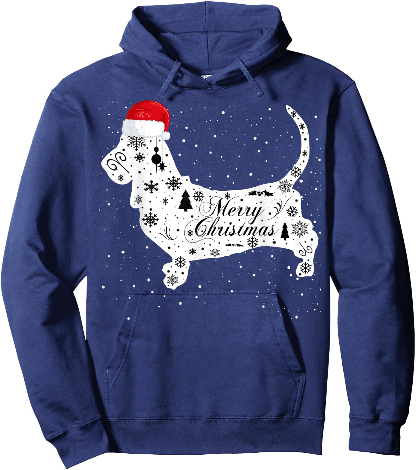 Merry Xmas Bassett Hound Dog Christmas Hoodie - Hoodie | Navy