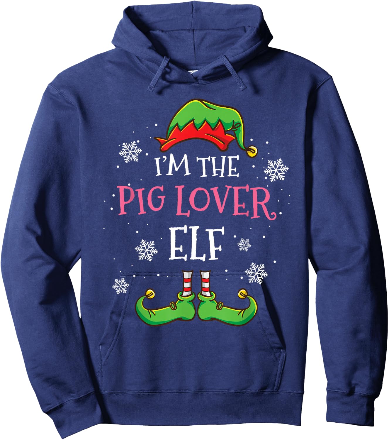 Im The Pig Lover Elf Christmas Hoodie - Hoodie | Navy