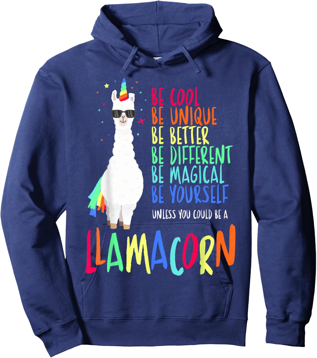Funny Llamacorn - Funny Cute Llama Unicorn Hoodie - Hoodie | Navy
