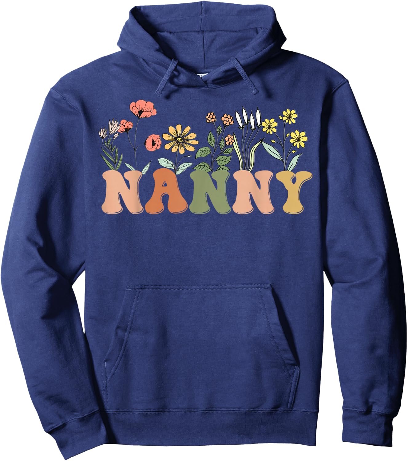 Wildflowers Nanny Floral Mother's Day Nanny Hoodie - Hoodie | Navy