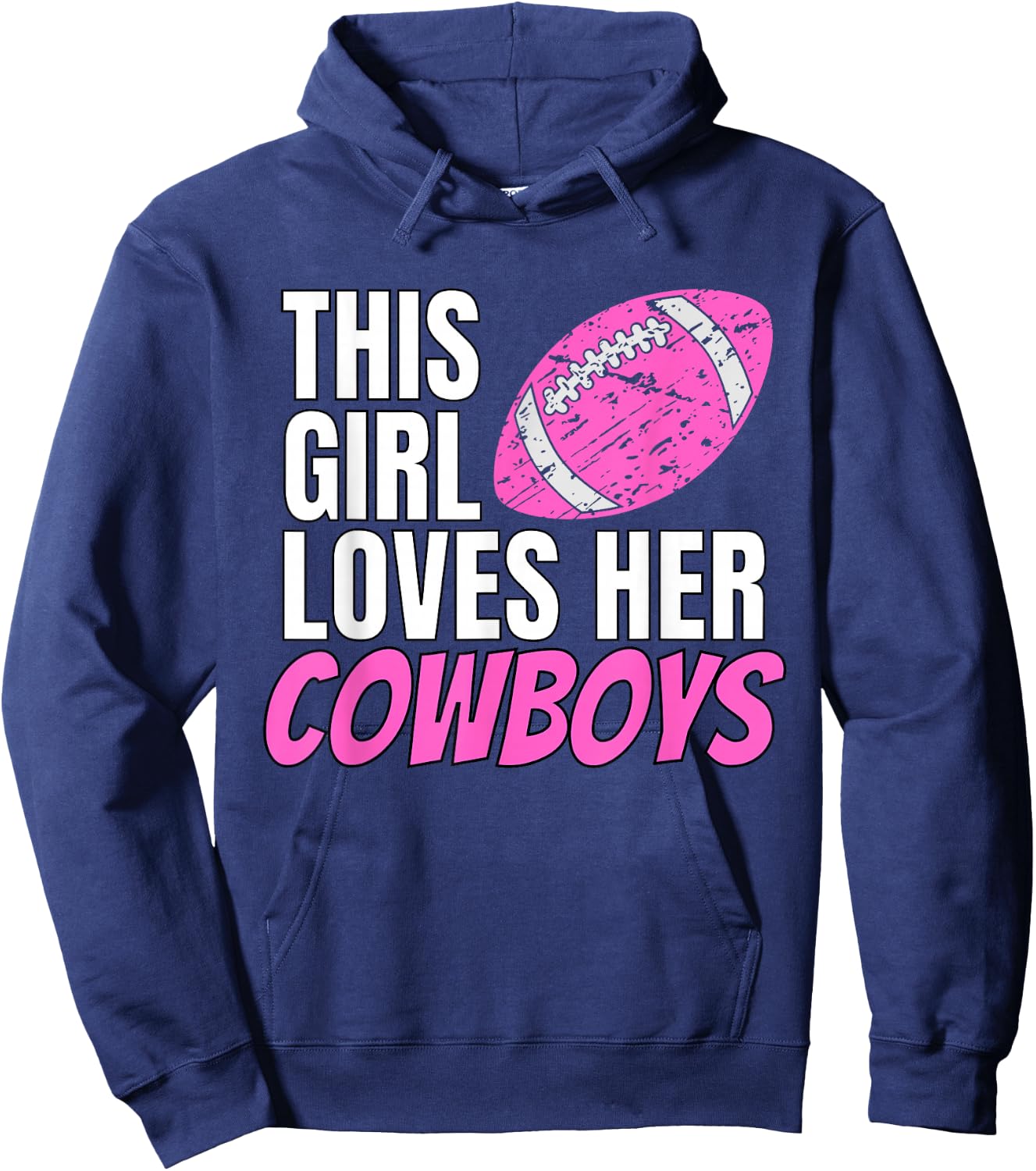 This Girl Loves Her Cowboys Small Hoodie - Hoodie | Navy
