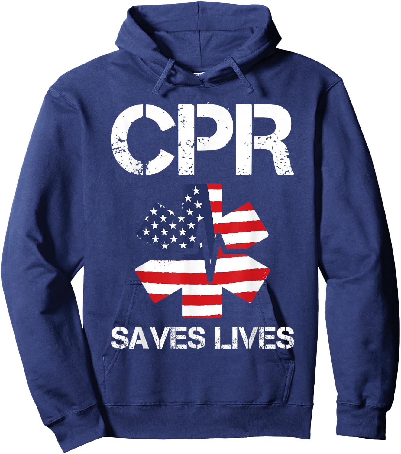 CPR Instructor CPR Saves Lives American Flag Hoodie - Hoodie | Navy