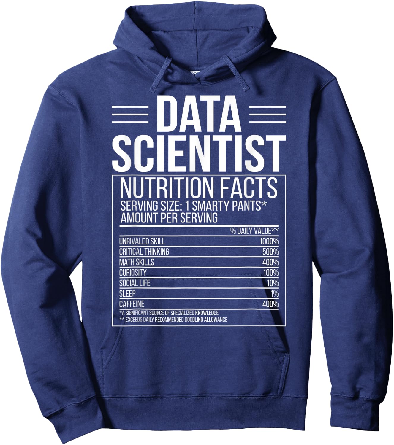 Data Scientist Nutrition Facts Data Science Hoodie - Hoodie | Navy