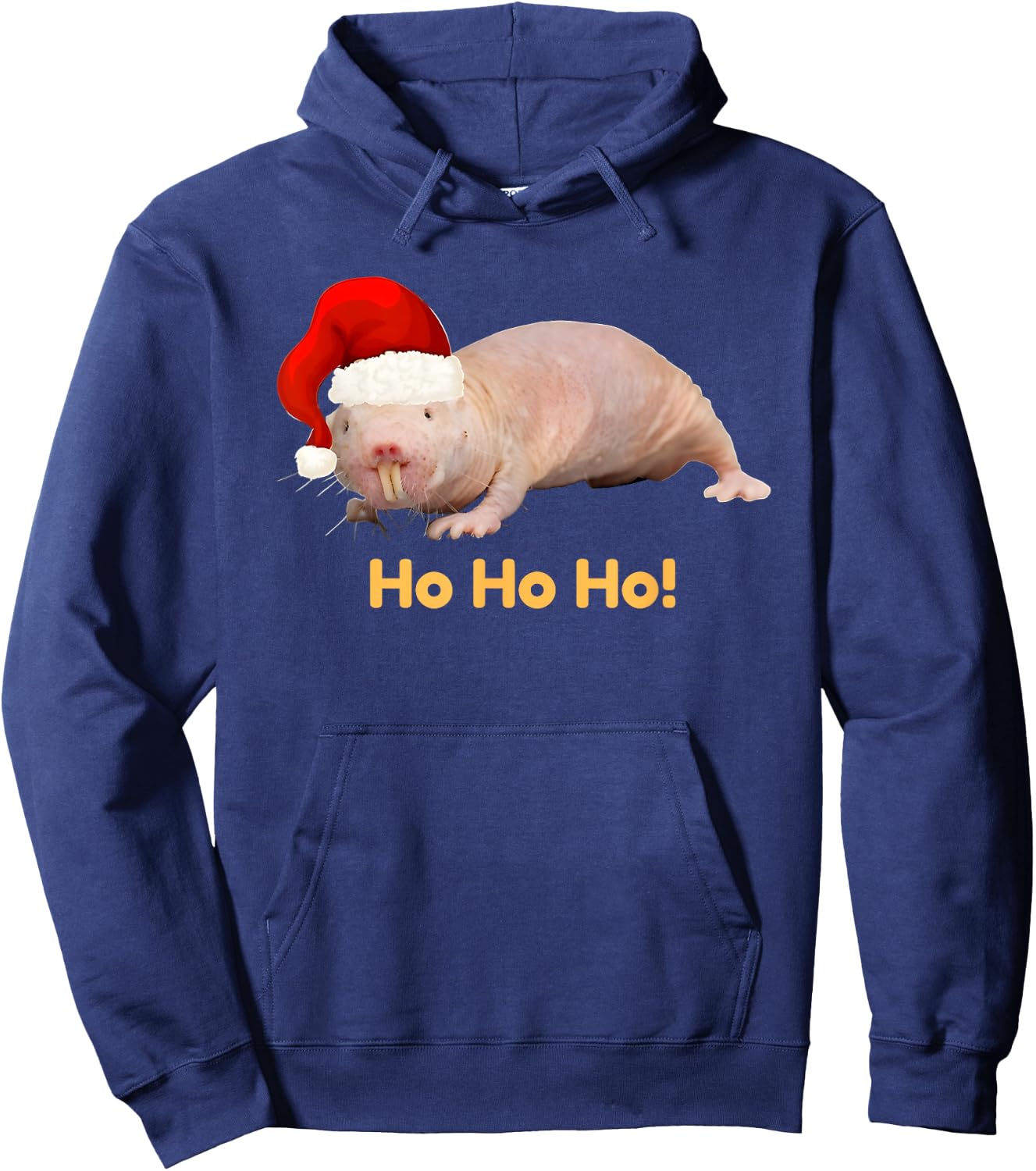 Christmas Naked Mole Rat Ho Ho Ho Hoodie - Hoodie | Navy