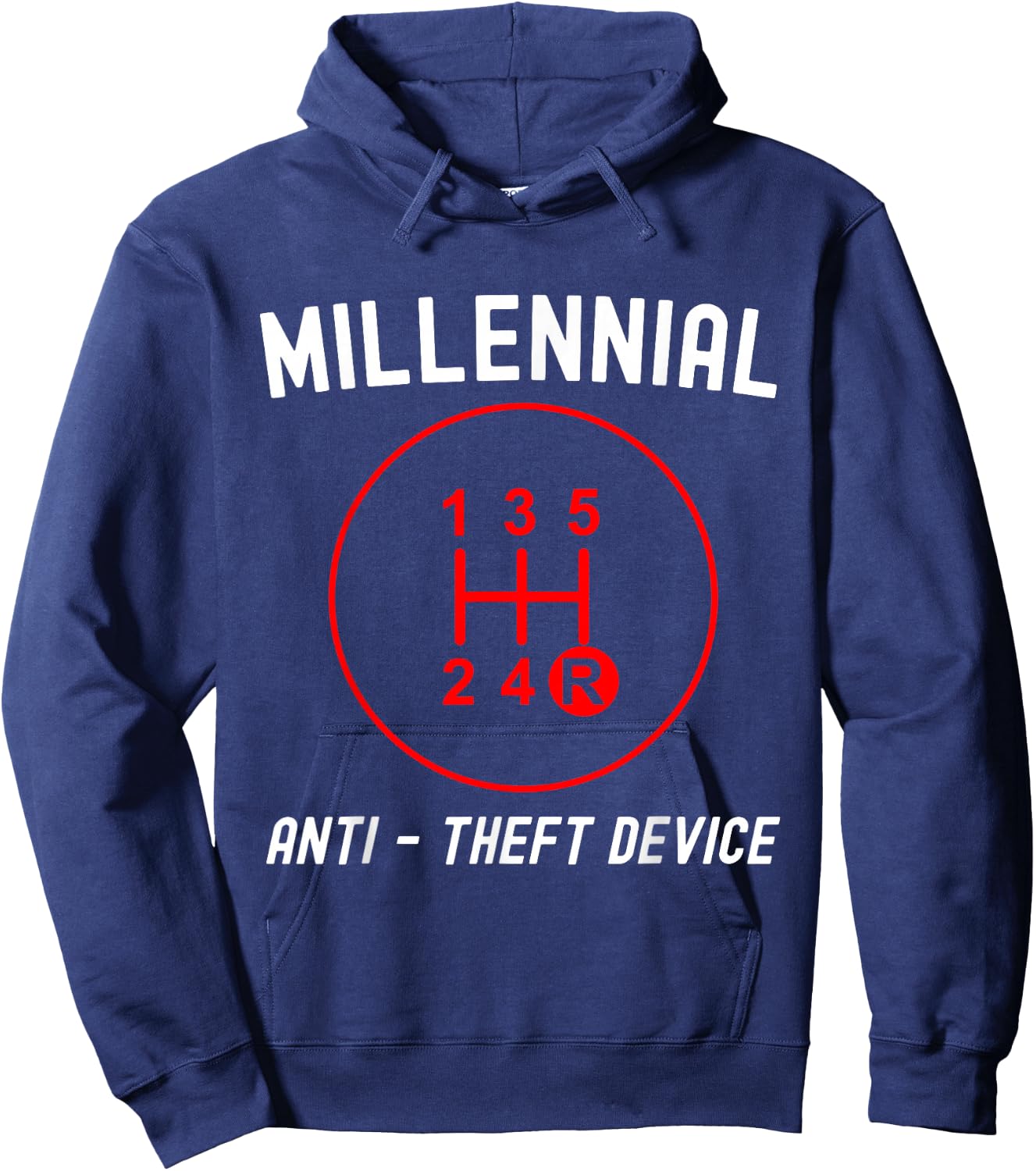Millennial Anti-Theft Device Funny Gear Shift Hoodie - Hoodie | Navy