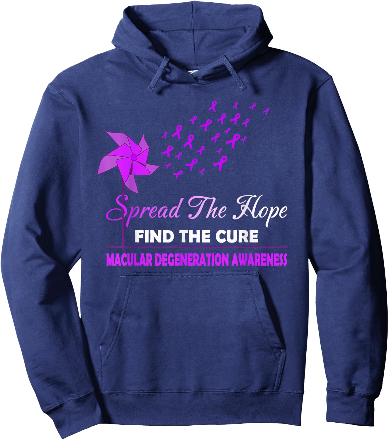 SPREAD THE HOPE MACULAR DEGENERATION Awareness Hoodie - Hoodie | Navy