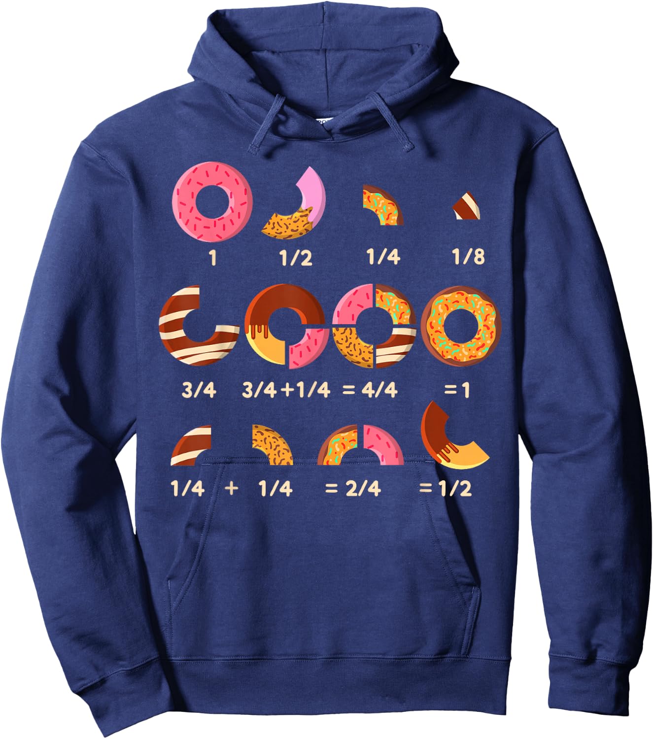Donut Quick Math Fractions Donuts Math Teachers Hoodie - Hoodie | Navy