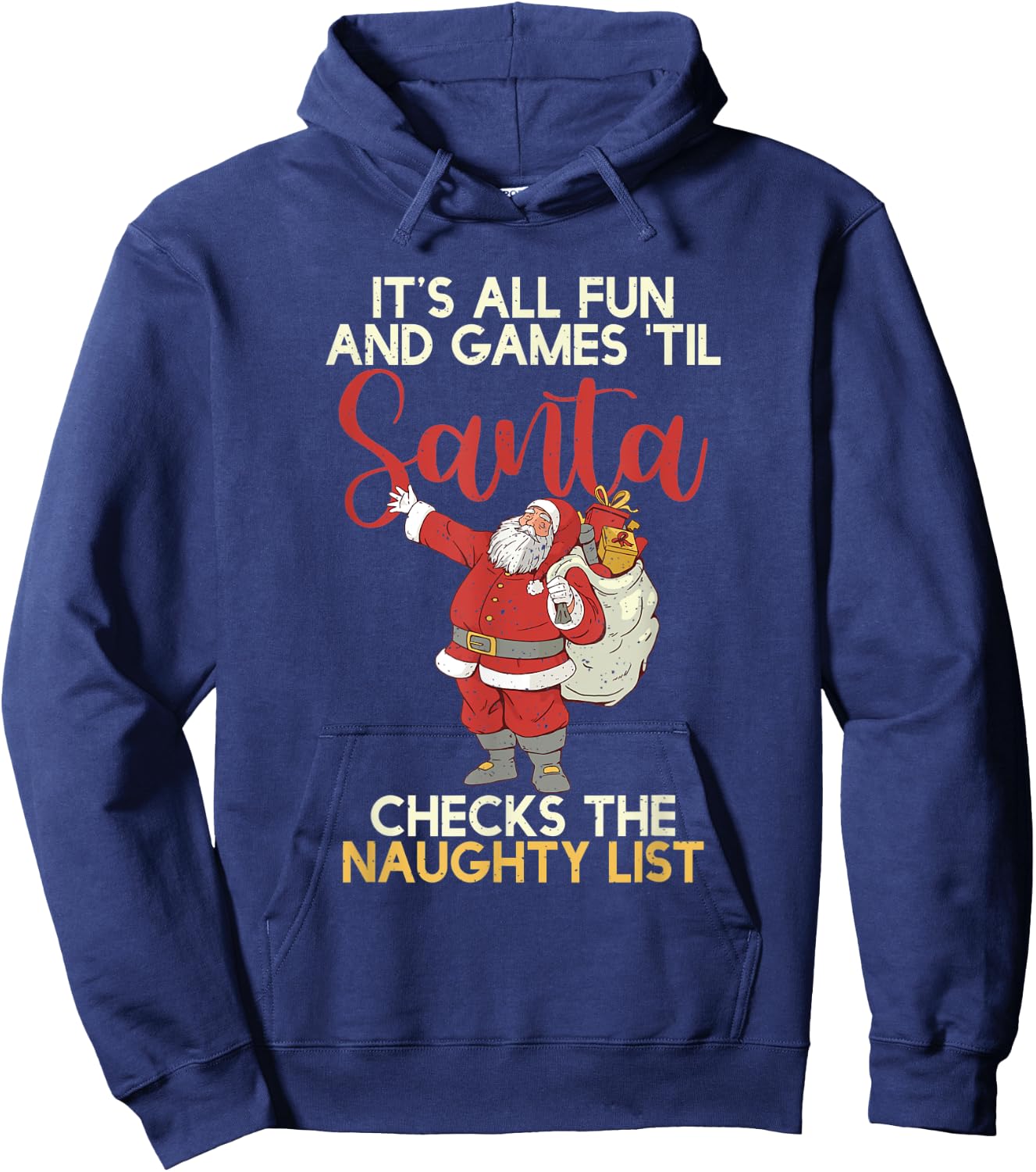 Christmas Distressed Retro Funny Santa Hoodie - Hoodie | Navy