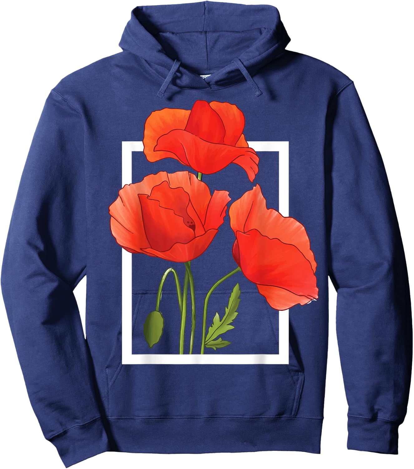 Poppy Flowers Hoodie - Hoodie | Navy