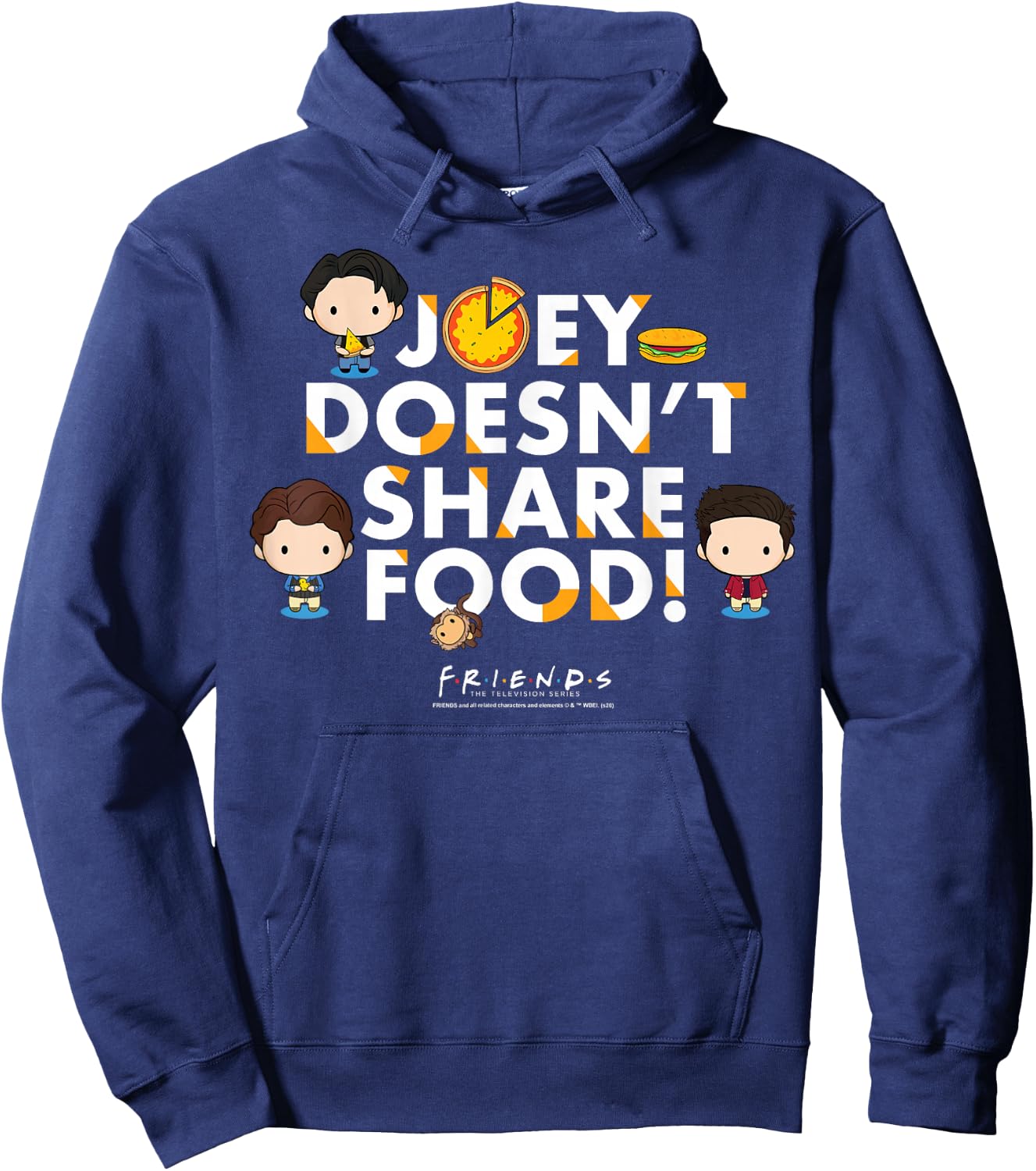 Friends Chibi Joey Doesn't Share Food Hoodie - Hoodie | Navy