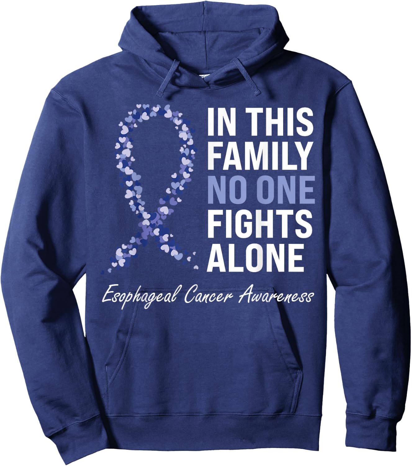 Esophageal Cancer Awareness Gifts Co. Purple Periwinkle Ribbon Cancer Awareness - Black, Short Sleeve, , Classic Fit, Pull On, Small Hoodie - Hoodie | Navy