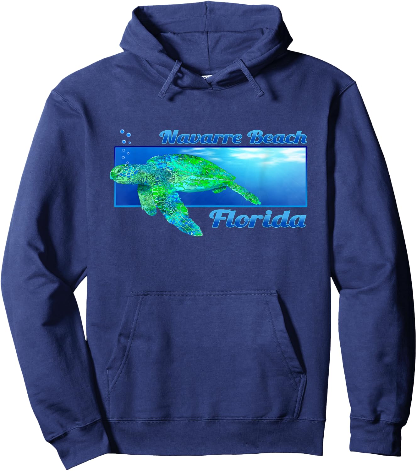 Navarre Beach Florida Swimming Sea Turtle Hoodie - Hoodie | Navy
