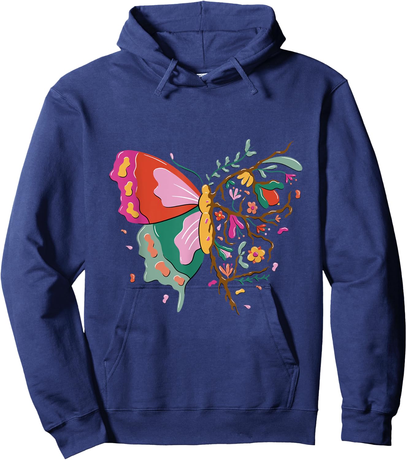 Butterfly in nature design with flowers Hoodie - Hoodie | Navy