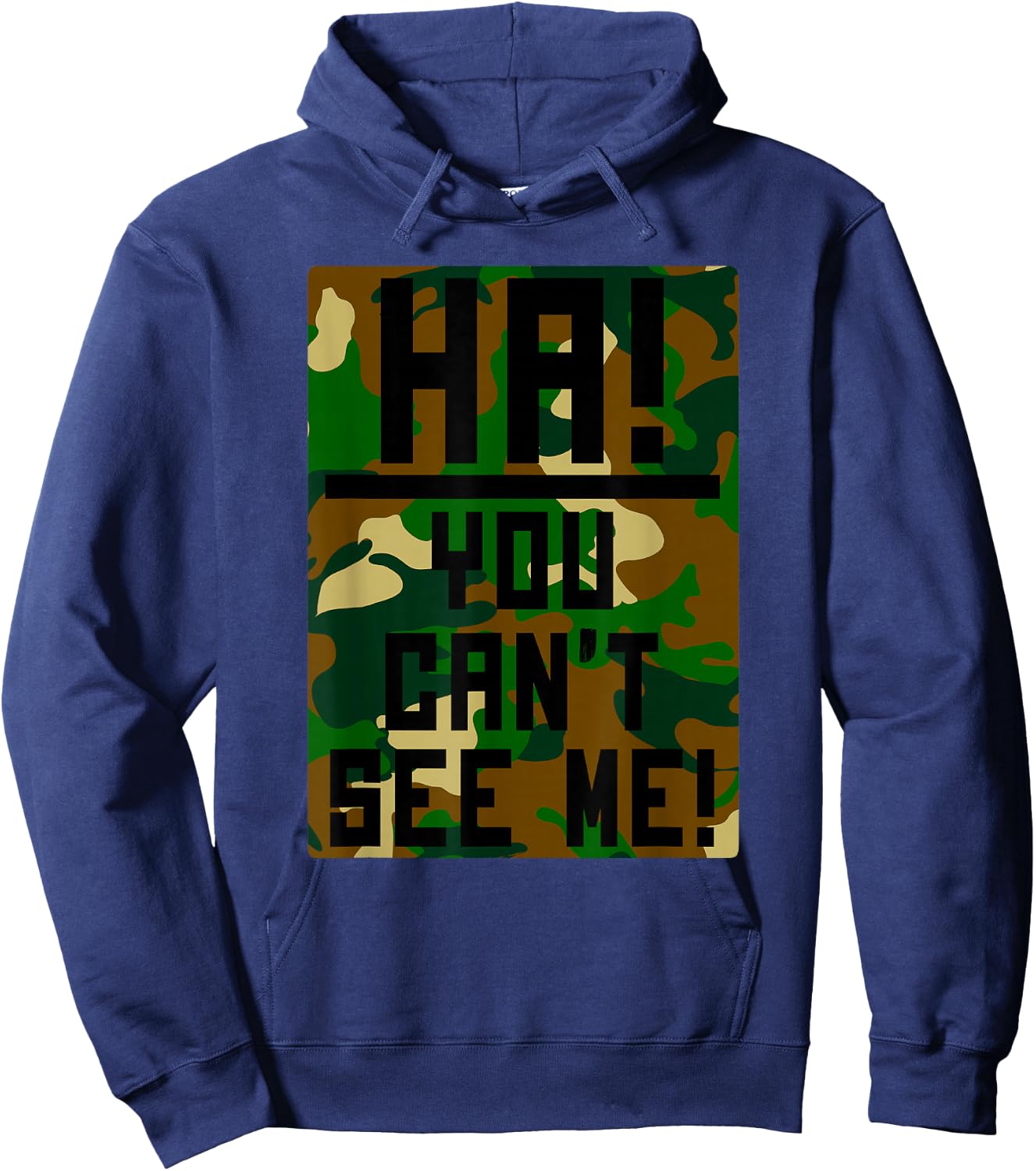 Trendy Can't See Me Camo Hoodie - Hoodie | Navy
