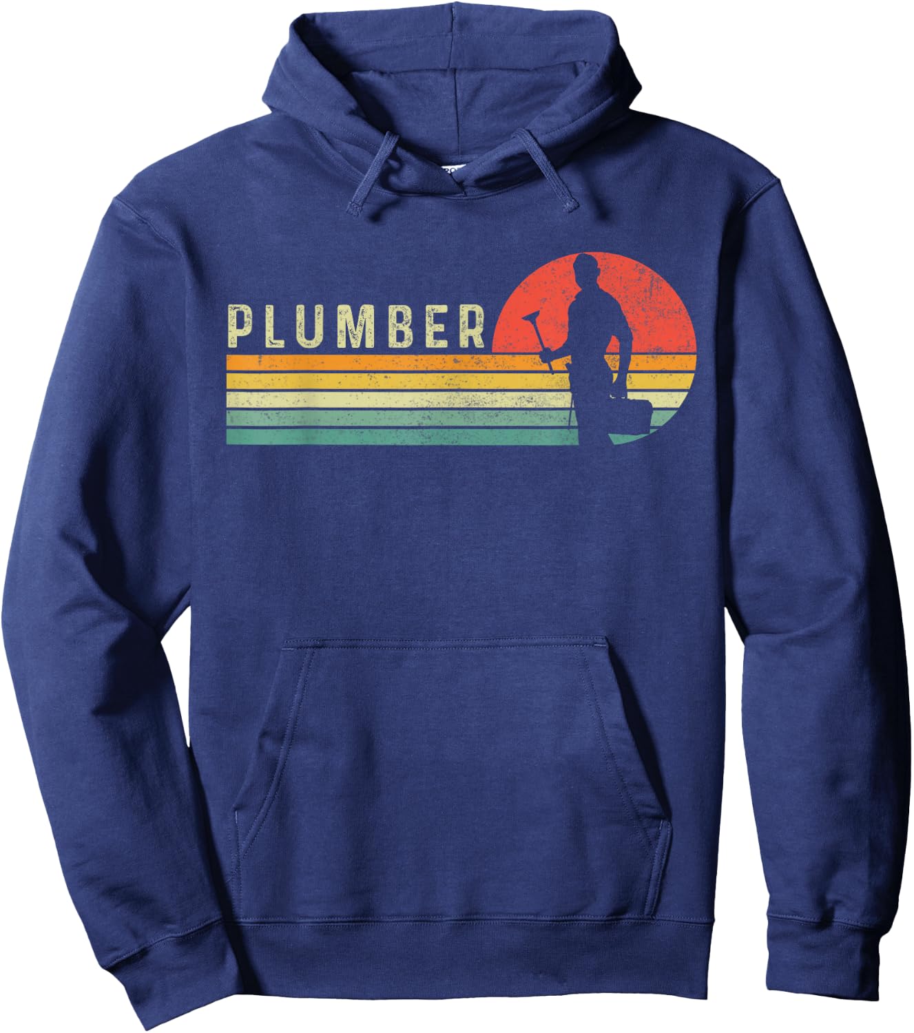 Vintage Plumber Plunger Funny Plumbing Hoodie - Hoodie | Navy