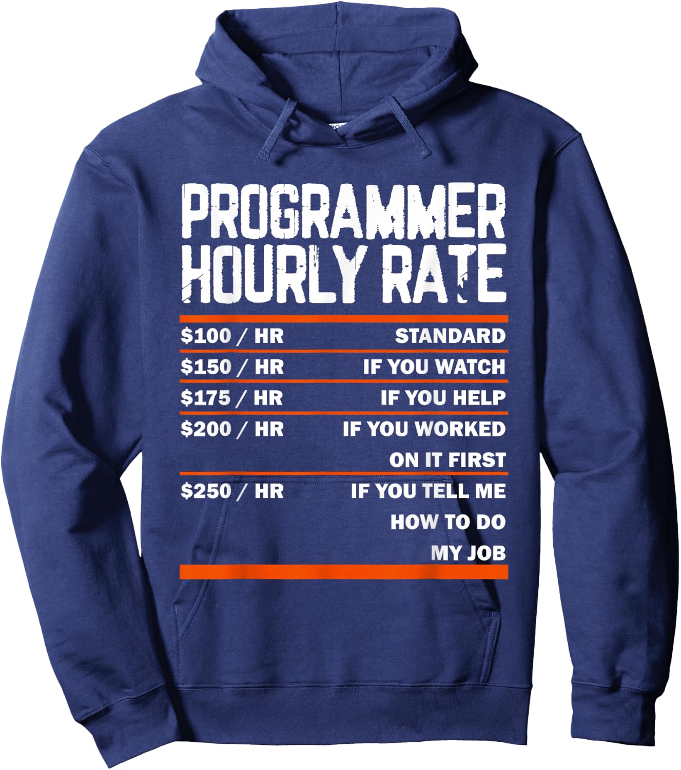 Programming Coding Programmer Hourly Rate Coder Hoodie - Hoodie | Navy