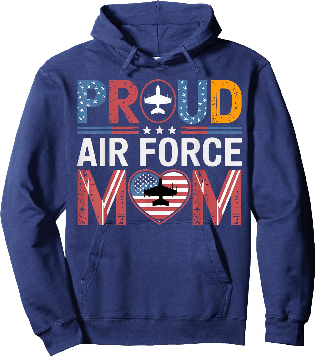 Proud Air Force Mom Flag Mom Air Force Clothing Hoodie - Hoodie | Navy