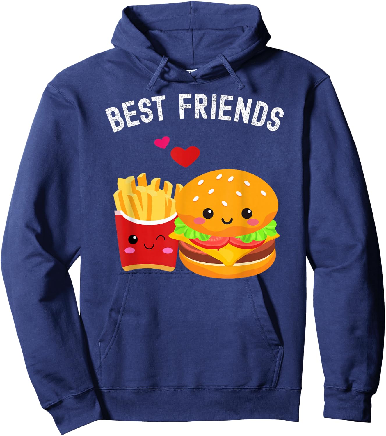 Best Friends Kawaii Burger and Fries Couple Hoodie - Hoodie | Navy