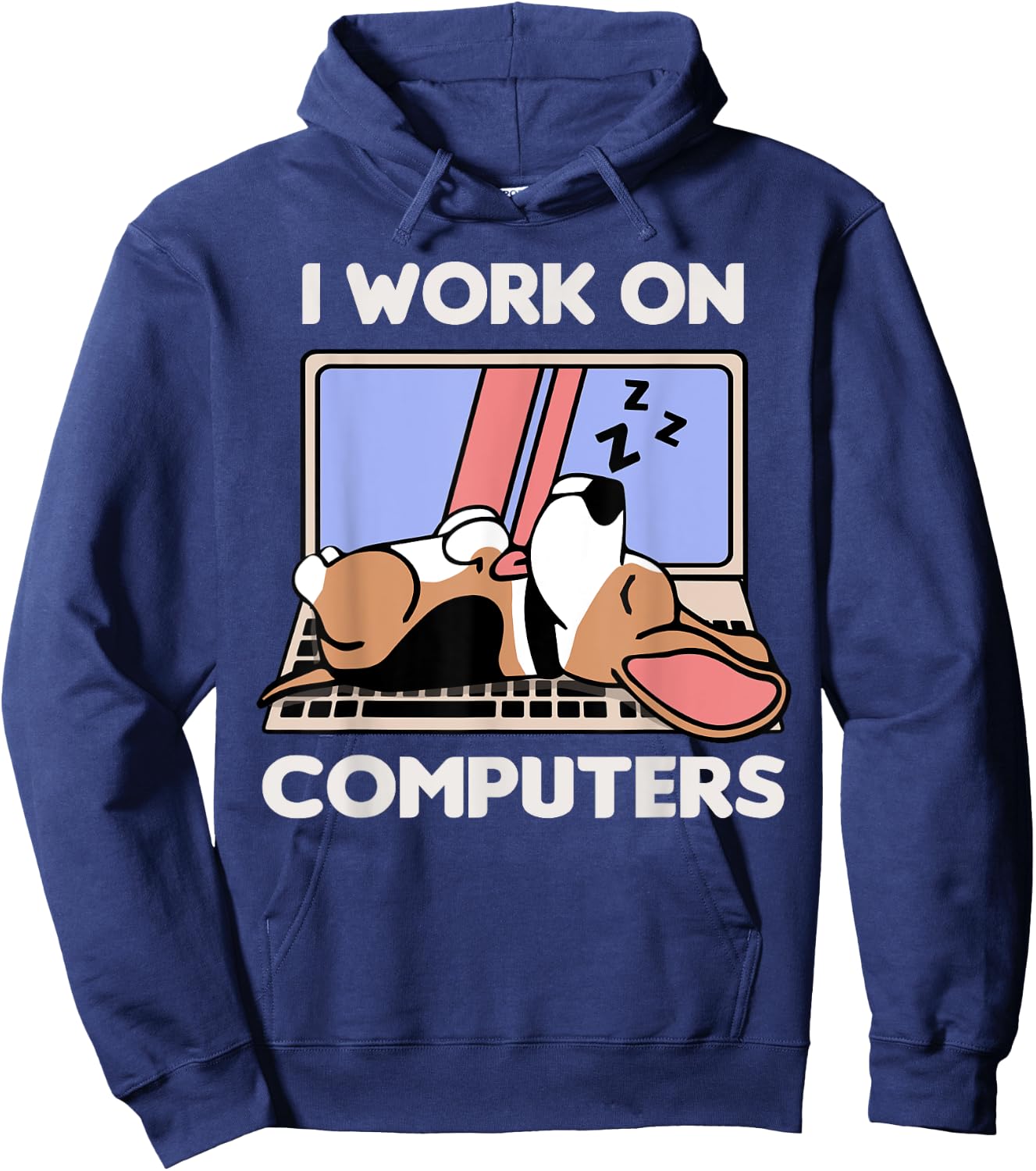 I Work On Computers | Dog Funny Beagle Lover Hoodie - Hoodie | Navy