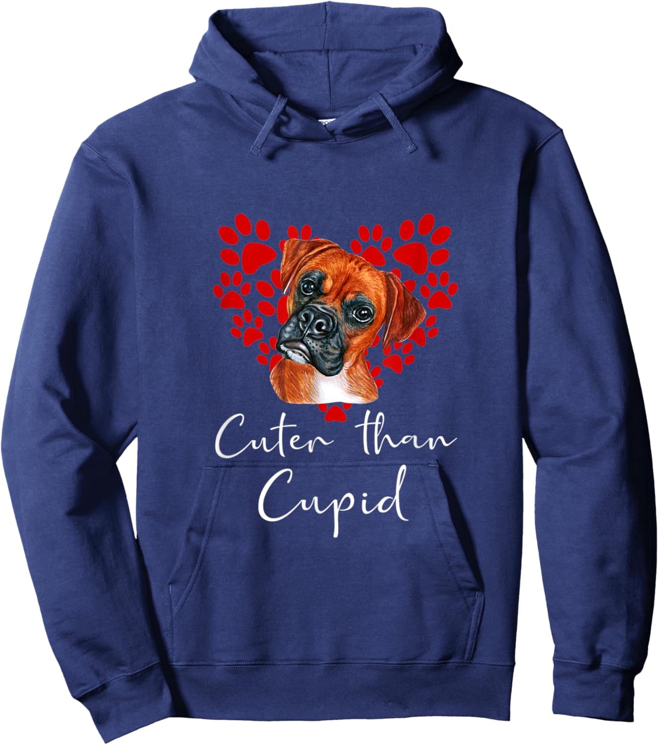 BOXER Dog Cuter Than Cupid Valentines Day Hoodie - Hoodie | Navy