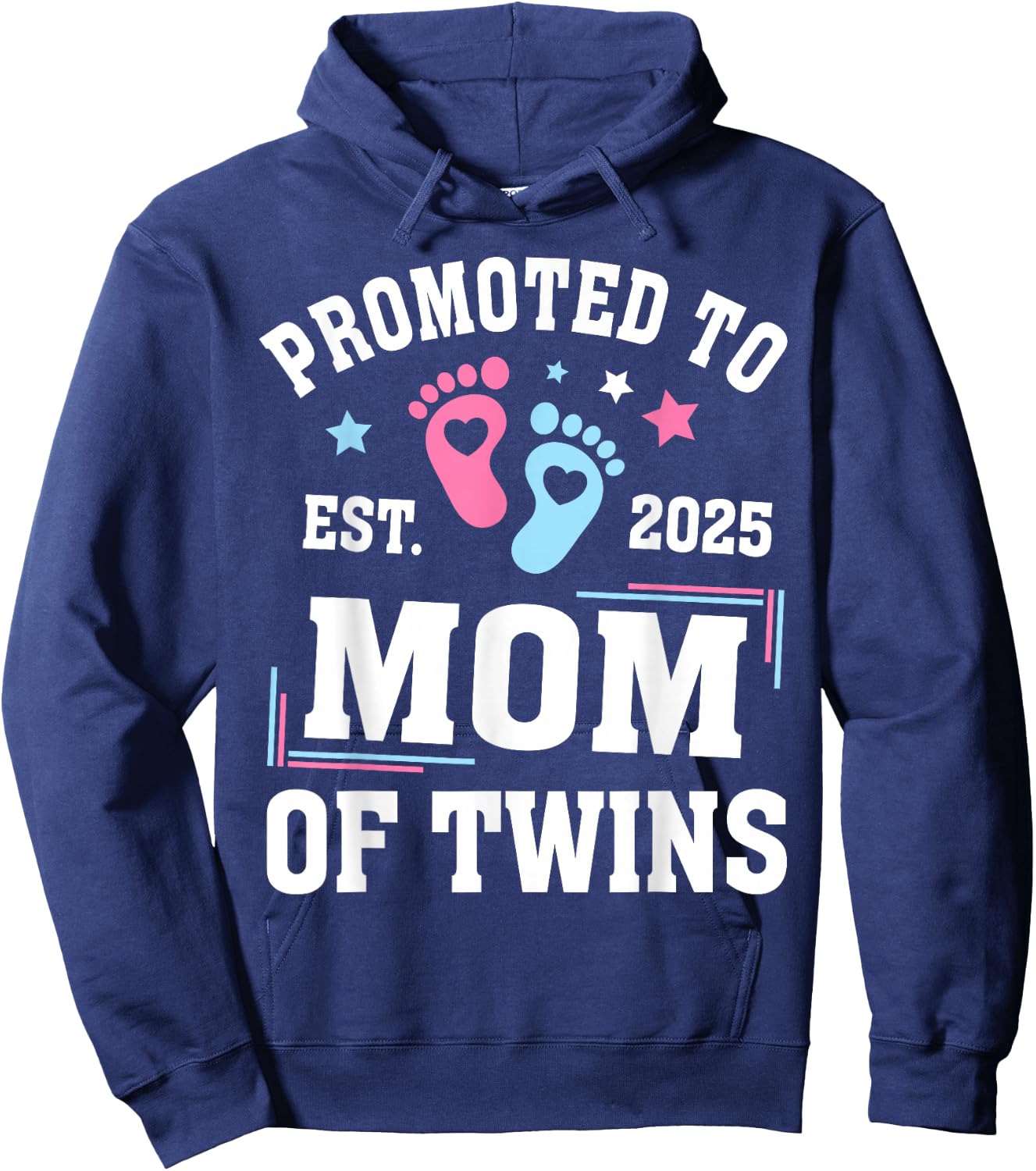 Promoted To Mom Of Twins Est 2025 Gender Reveal Hoodie - Hoodie | Navy