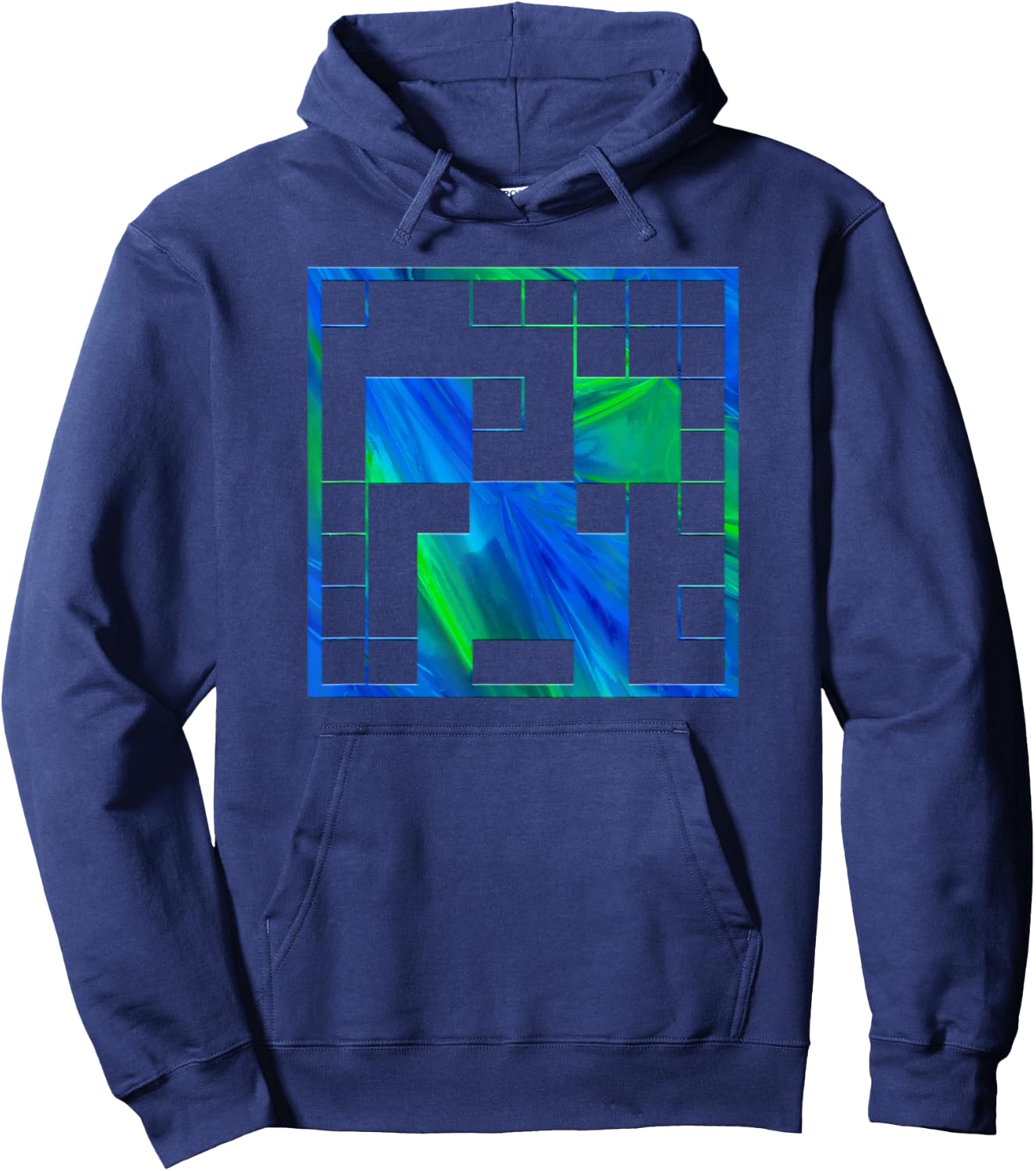 Minecraft Creeper Tie Dye Big Face Hoodie - Hoodie | Navy