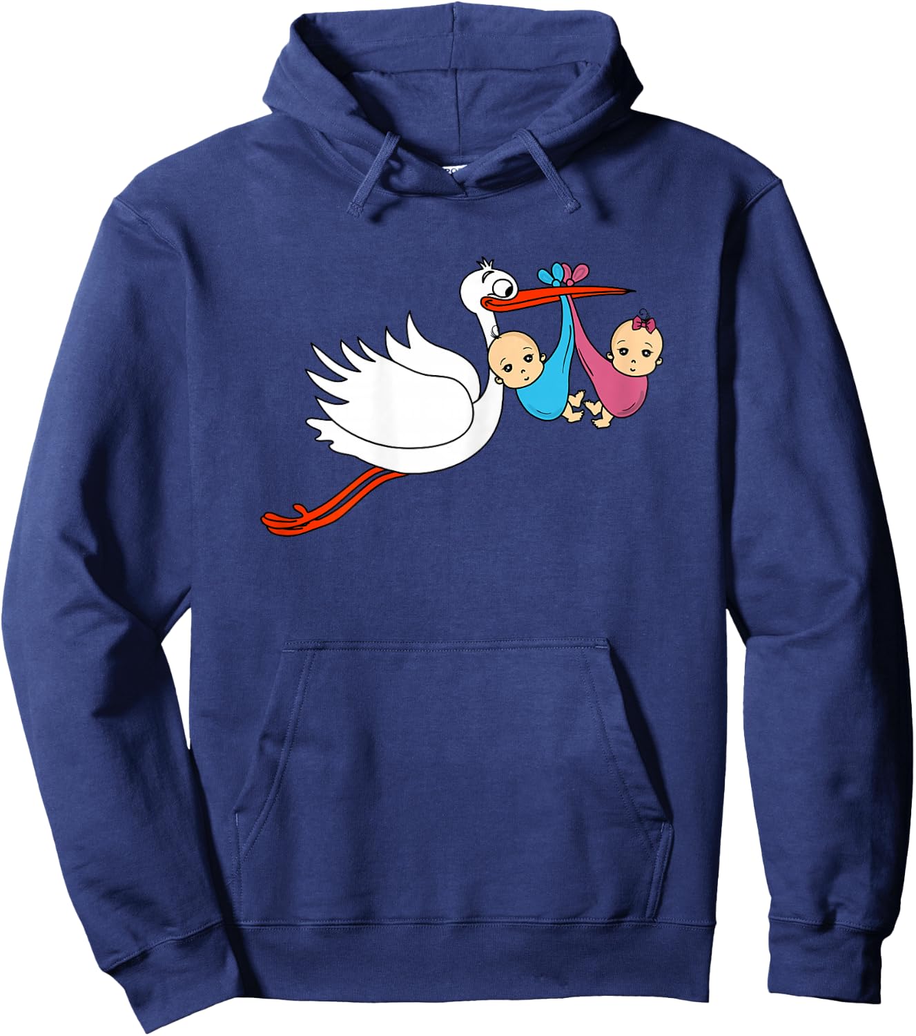 Pregnant Funny Mother Baby Twins Boy Girl Hoodie - Hoodie | Navy