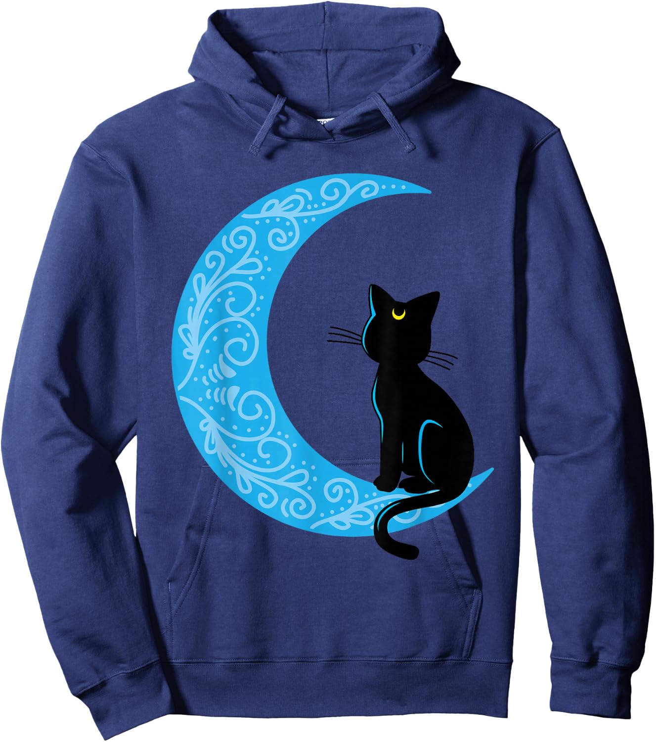Black Cat Crescent Moon Sailor Mum Hoodie - Hoodie | Navy