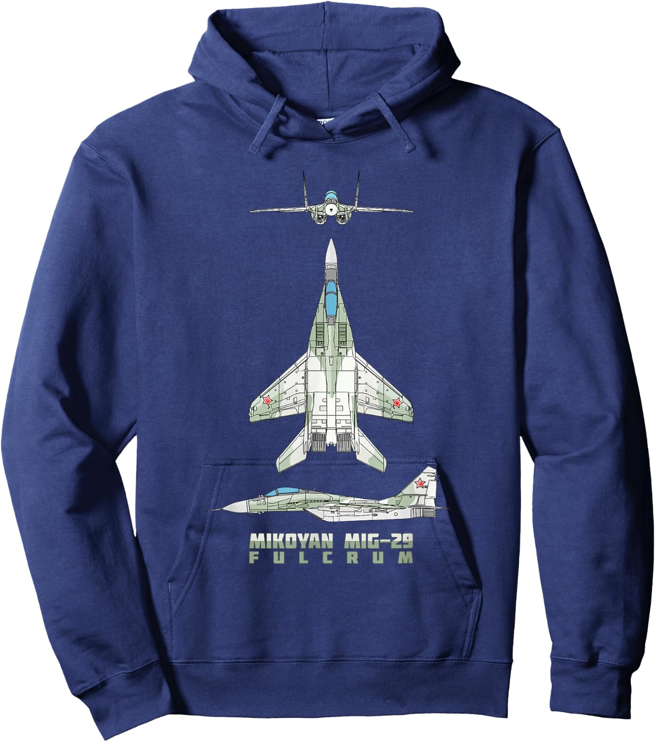 MiG-29 Russian Jet Fighter Plane Diagram Hoodie - Hoodie | Navy