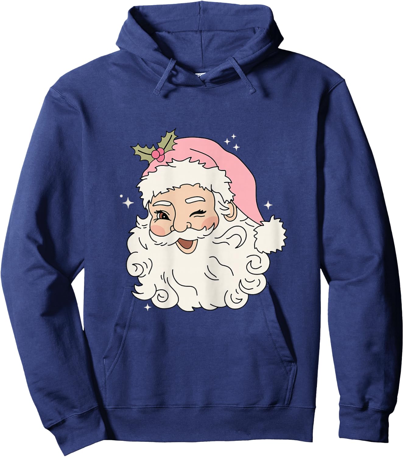 Pink Retro Vintage Santa Christmas Women, Girls Hoodie - Hoodie | Navy