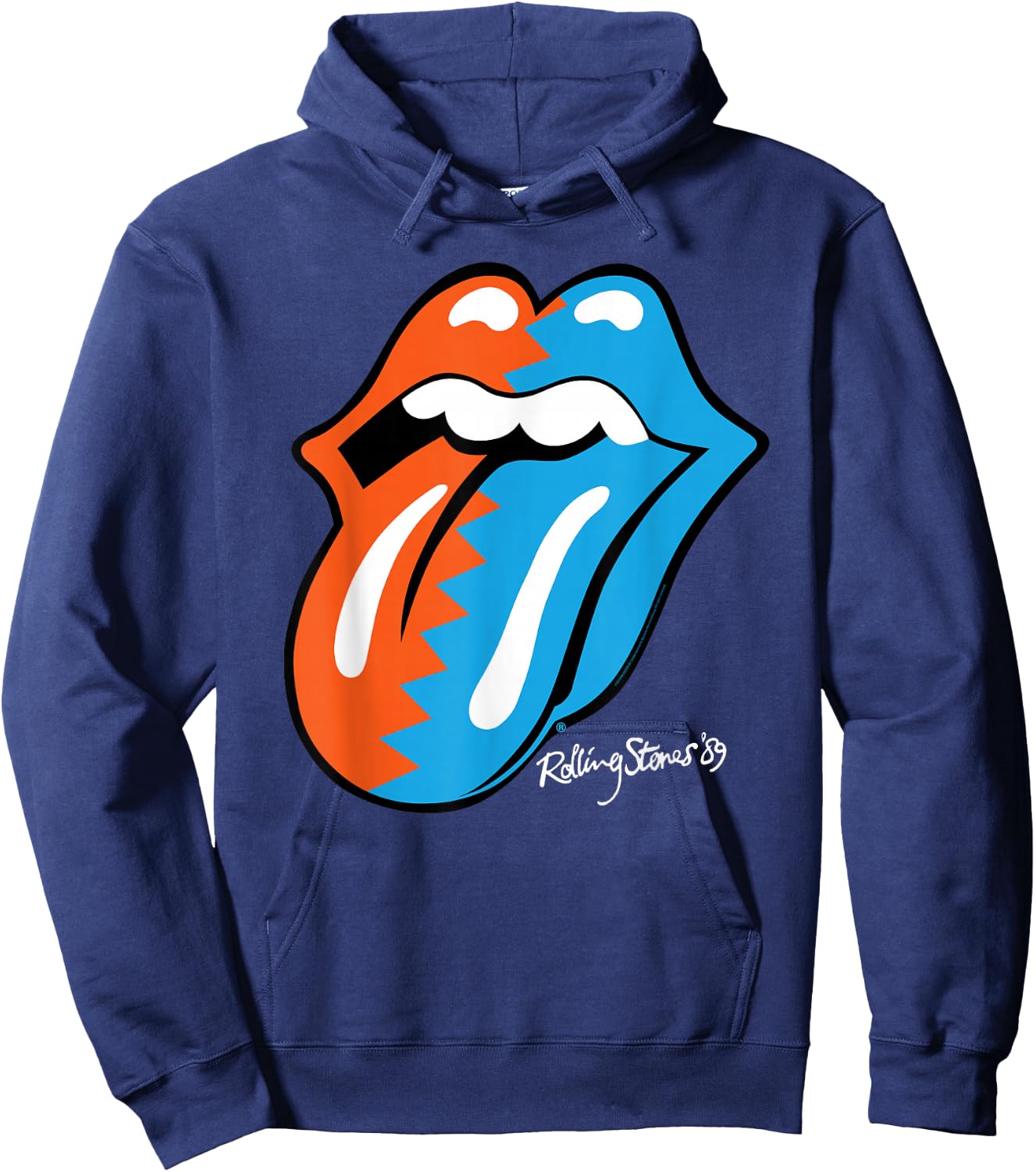Rolling Stones Official Zig Zag Tongue '89 Hoodie - Hoodie | Navy