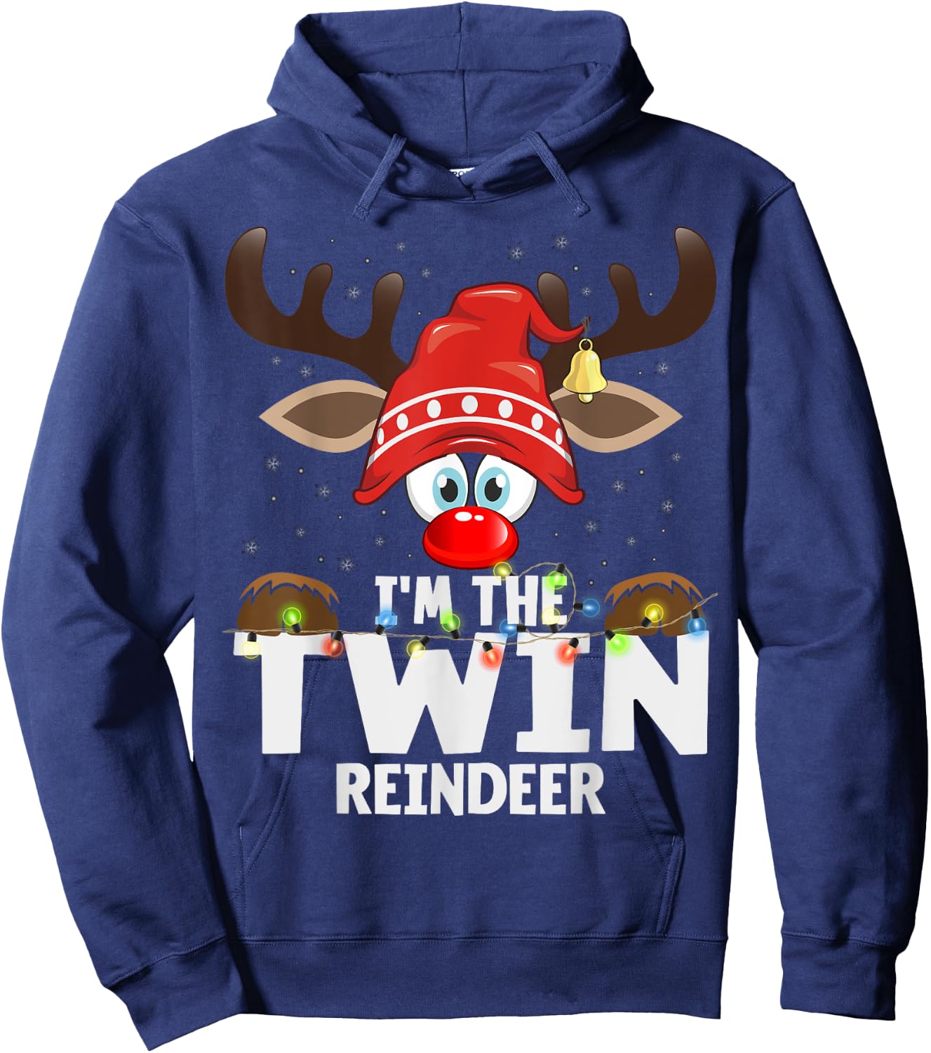 Christmas Matching I'm The Twin Reindeer Hoodie - Hoodie | Navy