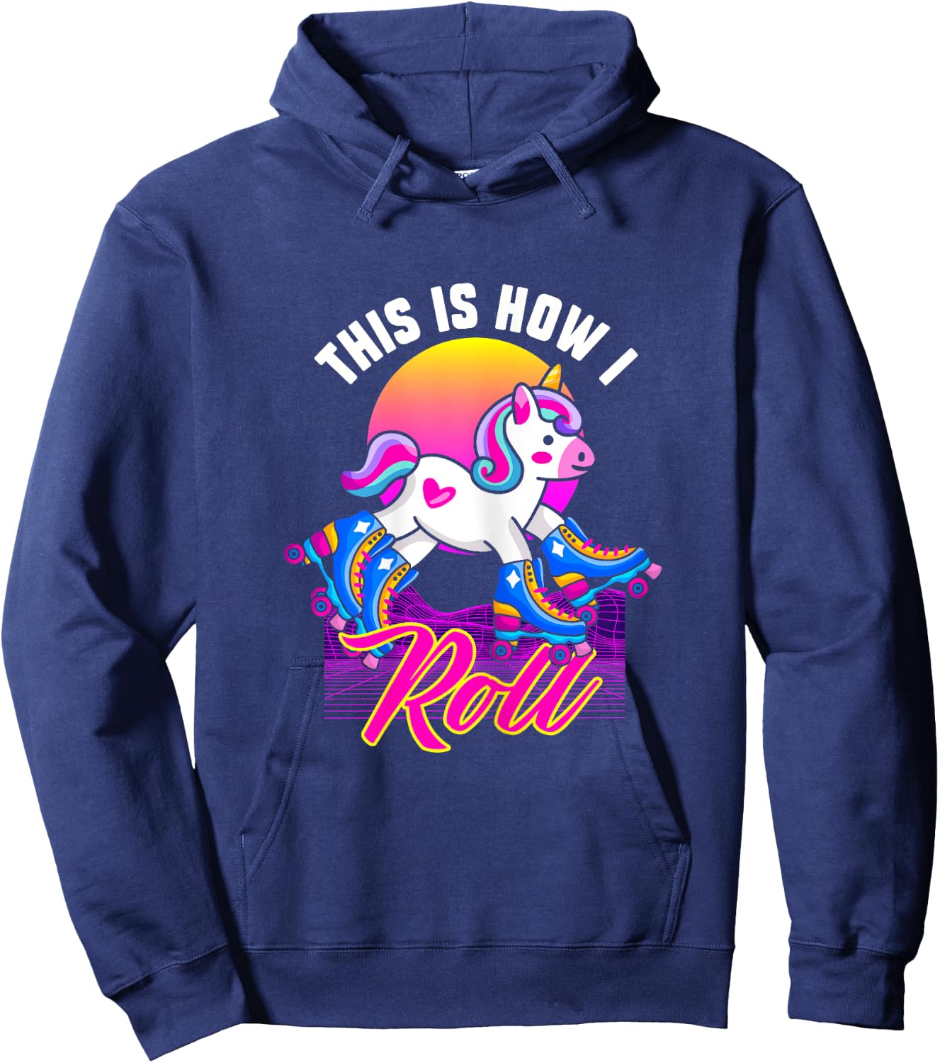 This Is How I Roll | Unicorn Roller Skater Hoodie - Hoodie | Navy