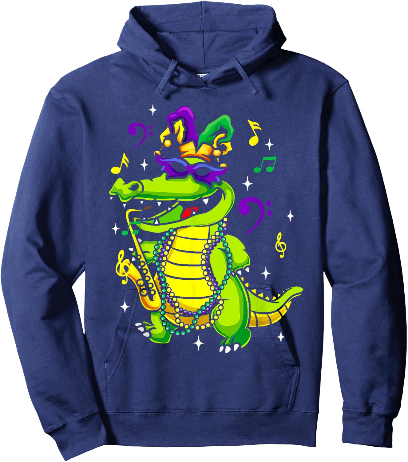 Cute Mardi Gras Alligator for Kids or Adults Hoodie - Hoodie | Navy