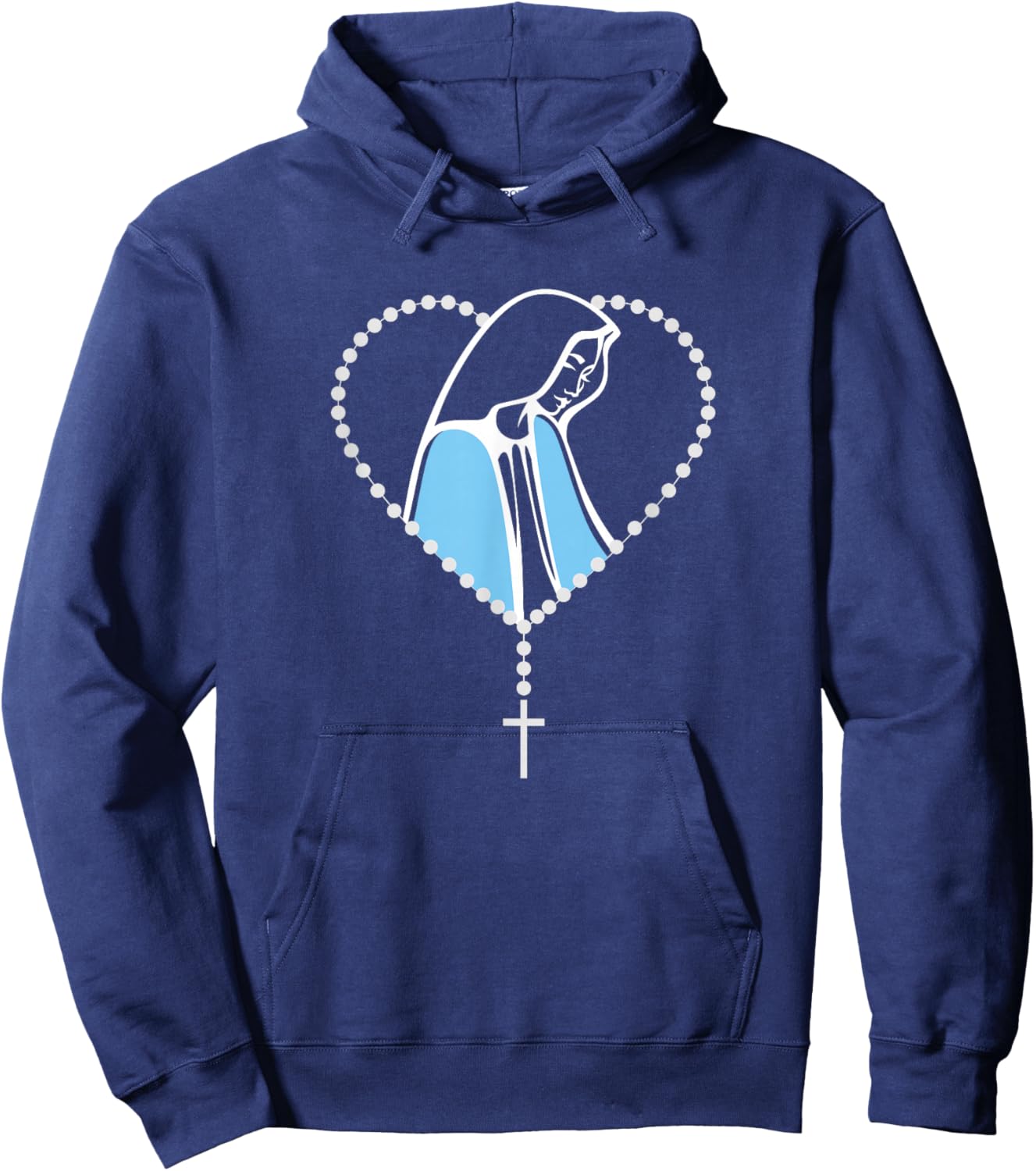 Holy Rosary Virgin Mary Catholic Gift Hoodie - Hoodie | Navy