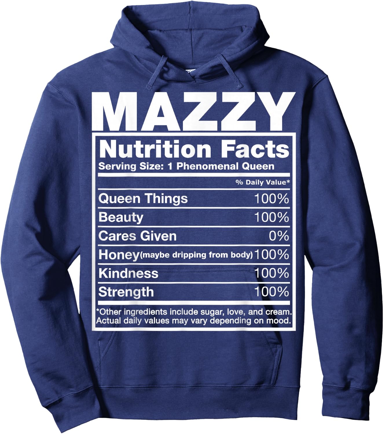 Mazzy Nutrition Facts Mazzy Name Birthday Shirt Hoodie - Hoodie | Navy