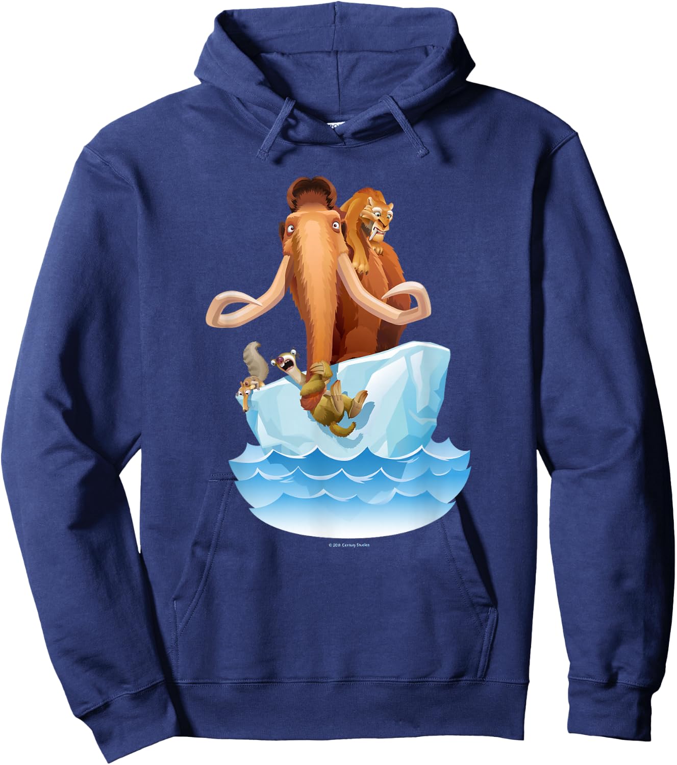 Ice Age Manfred Diego Sid and Scrat on Iceberg Hoodie - Hoodie | Navy