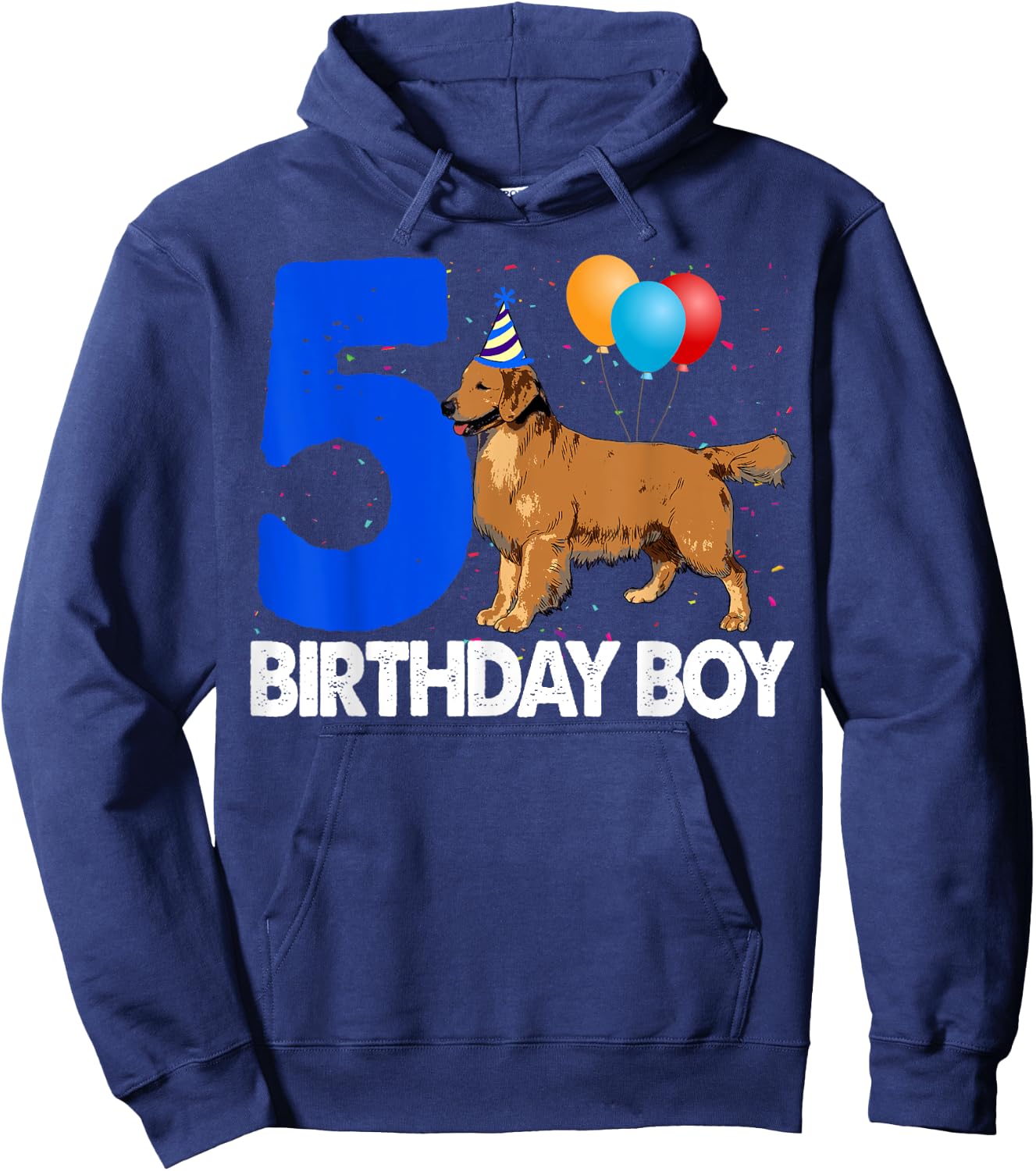 Happy Birthday Boy 5 Golden Retriever Dog Women Hoodie - Hoodie | Navy