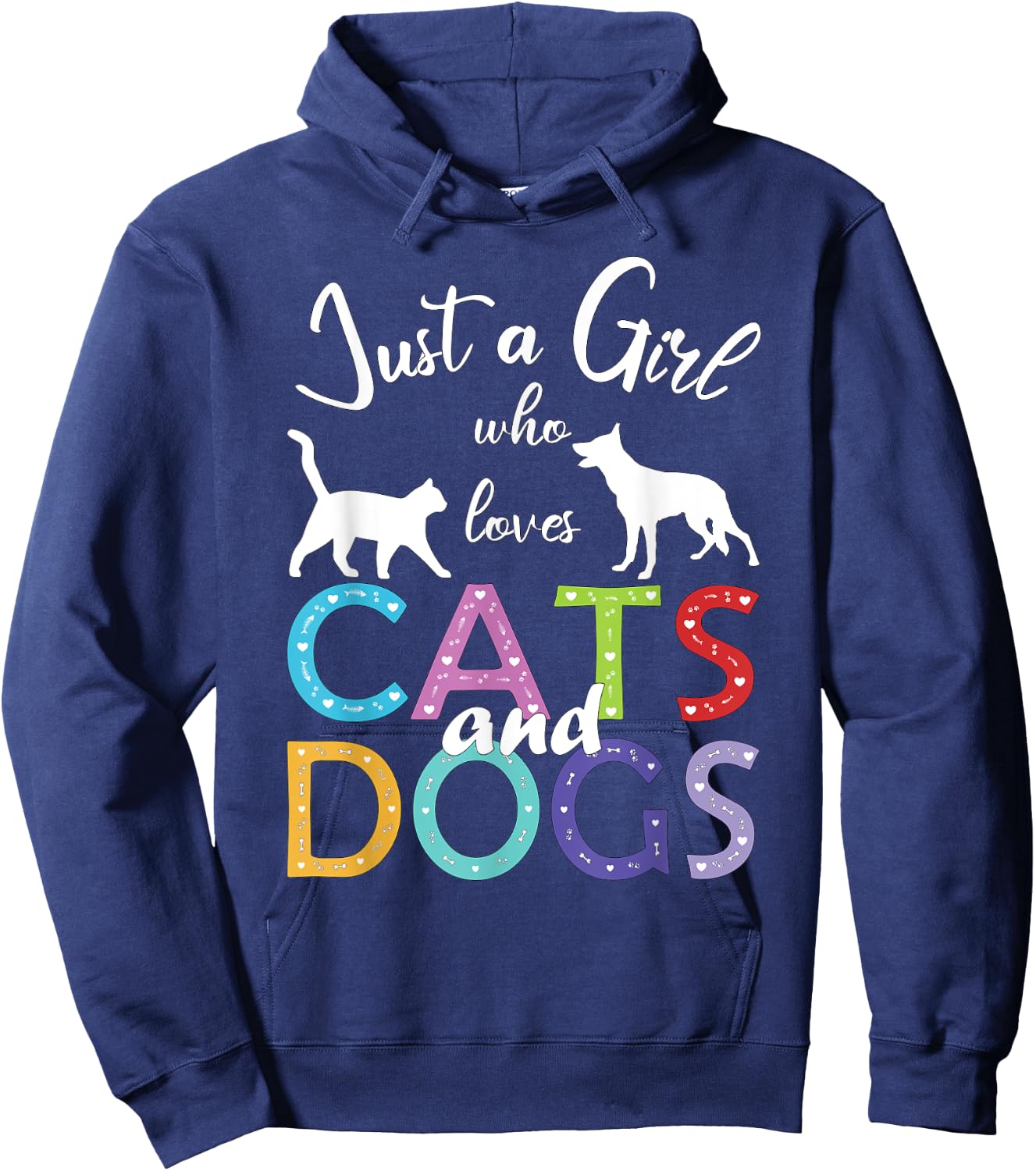 Just A Girl Who Loves Cats And Dogs Lover Girl Hoodie - Hoodie | Navy