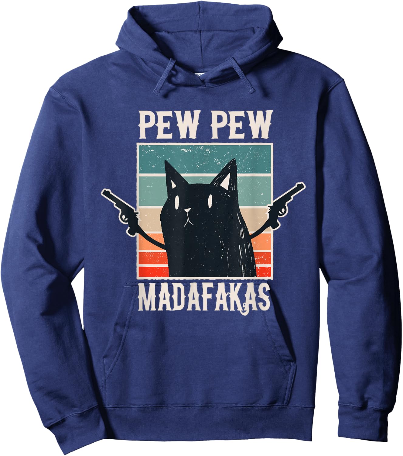 Cat Pew Pew Madafakas Retro Vintage Gift Hoodie - Hoodie | Navy
