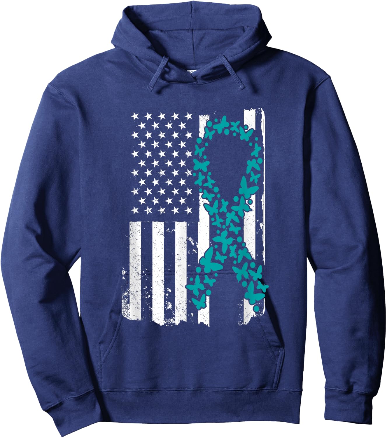 Ovarian Cancer Ribbon Awareness Mother's Day Hoodie - Hoodie | Navy