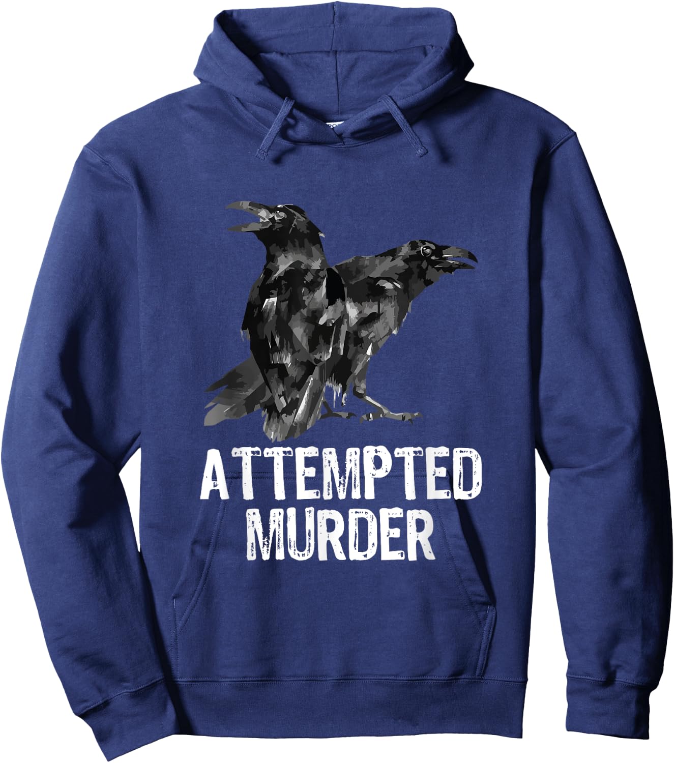 Attempted Murder Crows & Ravens Funny Crow Shirt - Black - Men's Small - Classic Fit - Cotton Blend - Literary-Themed - - Short Sleeve Hoodie - Hoodie | Navy