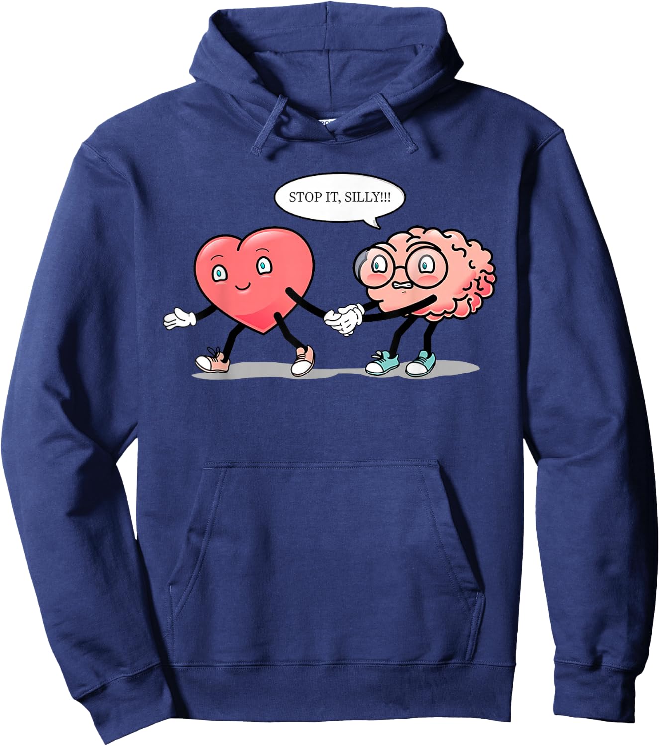 Heart vs Brain Heart Leading Brain Valentines Hoodie - Hoodie | Navy