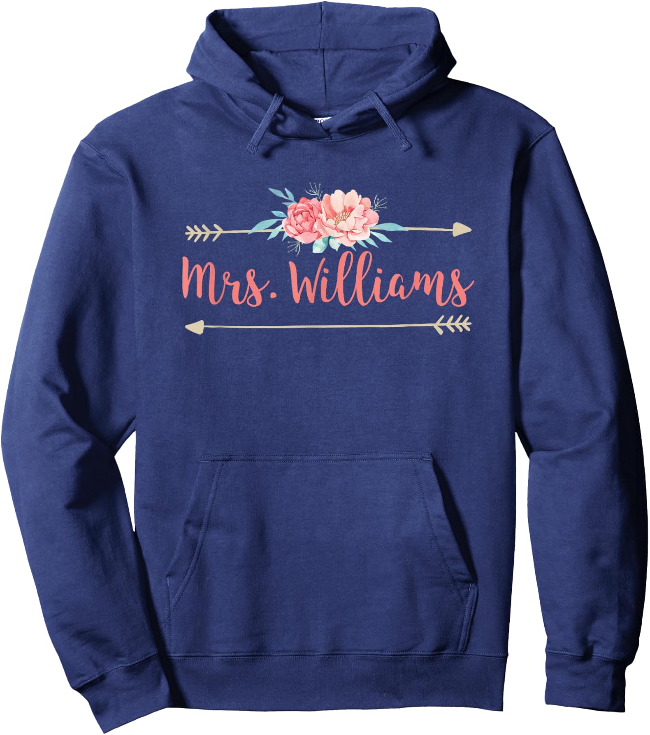 Cute Mrs. Williams Last Name Flower Hoodie - Hoodie | Navy