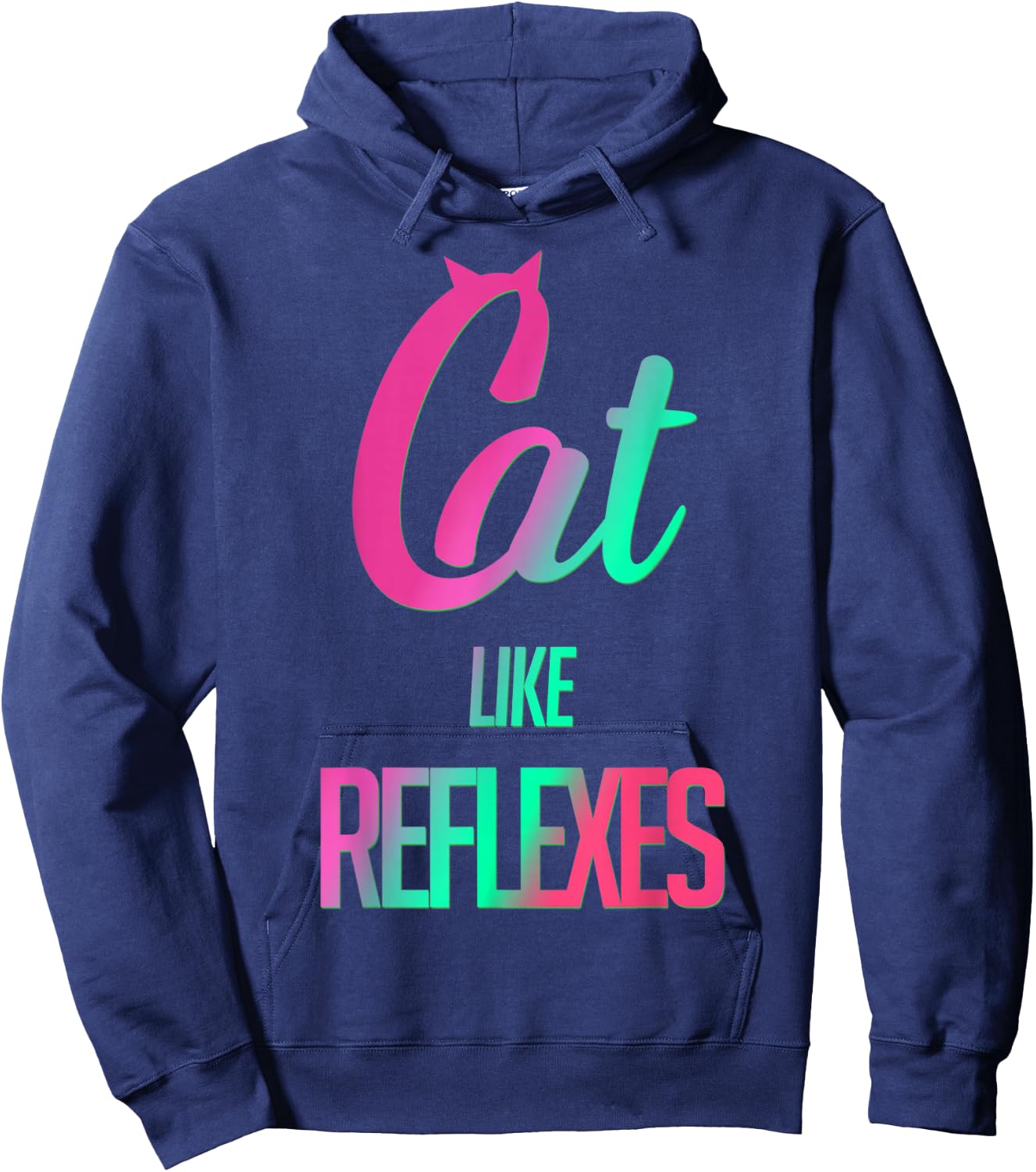 Trendy Cat Like Reflexes Gradient Hoodie - Hoodie | Navy