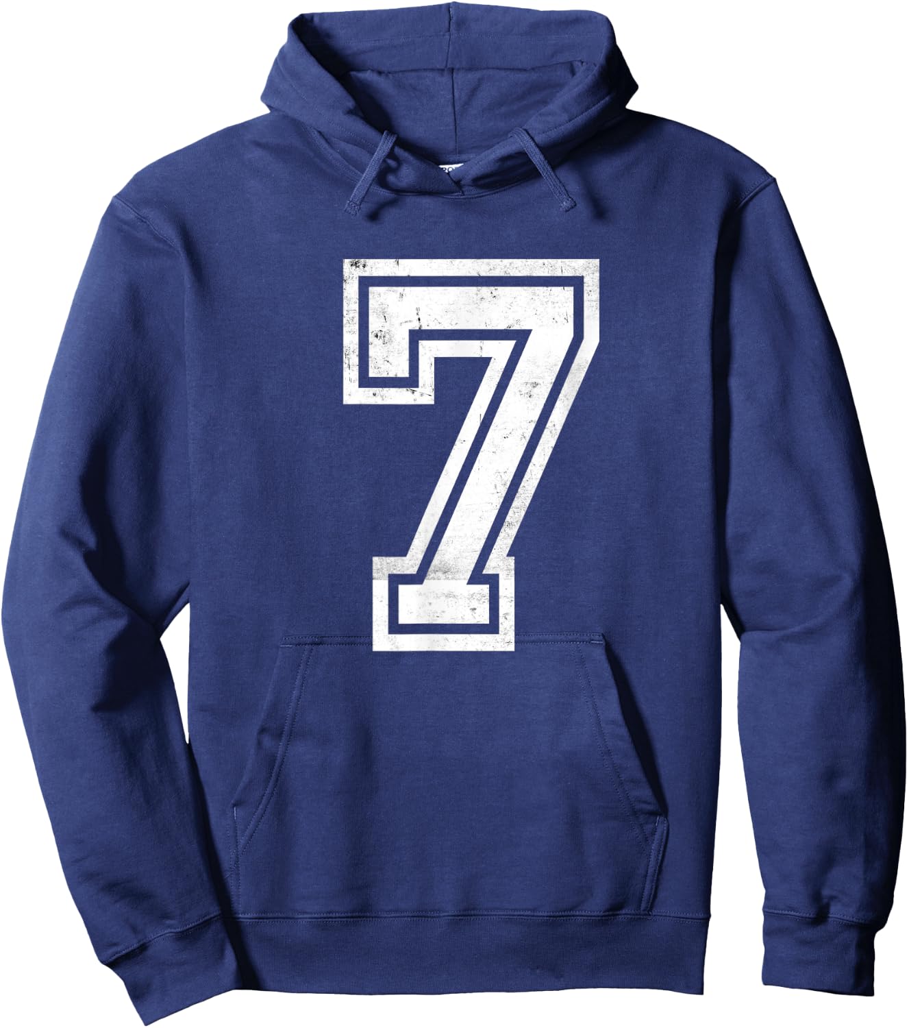 Number #7 Sport White Varsity Number Hoodie - Hoodie | Navy
